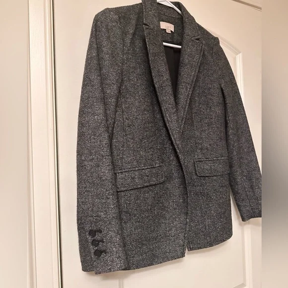 Loft Herringbone Wool Blazer, Gray, Size 2P - Picture 4 of 4